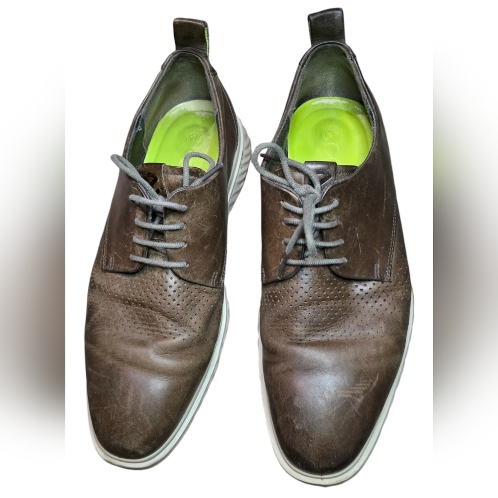 ECCO Men ST.1 Hybrid Lite Modern Tie Oxford Leather Dress Shoes-Brown 42 / 8-8.5
